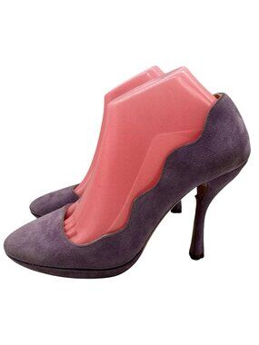 Prada Suede Pumps Heels Lilac Women’s Sz 38.5 US 7.5 Scallop Wavy. #30